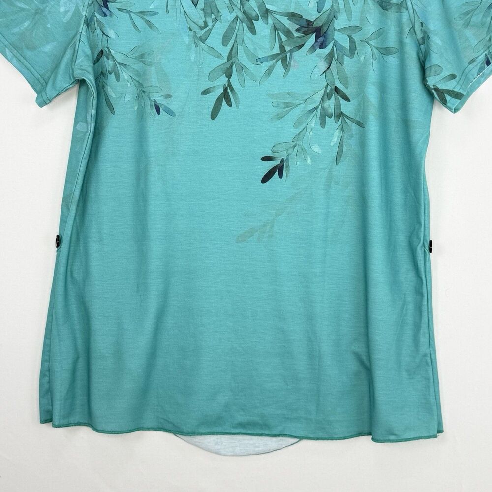 Just Fashion Women’s Large Green Summer Tops Round Neck Side Buttons - Picture 6 of 11
